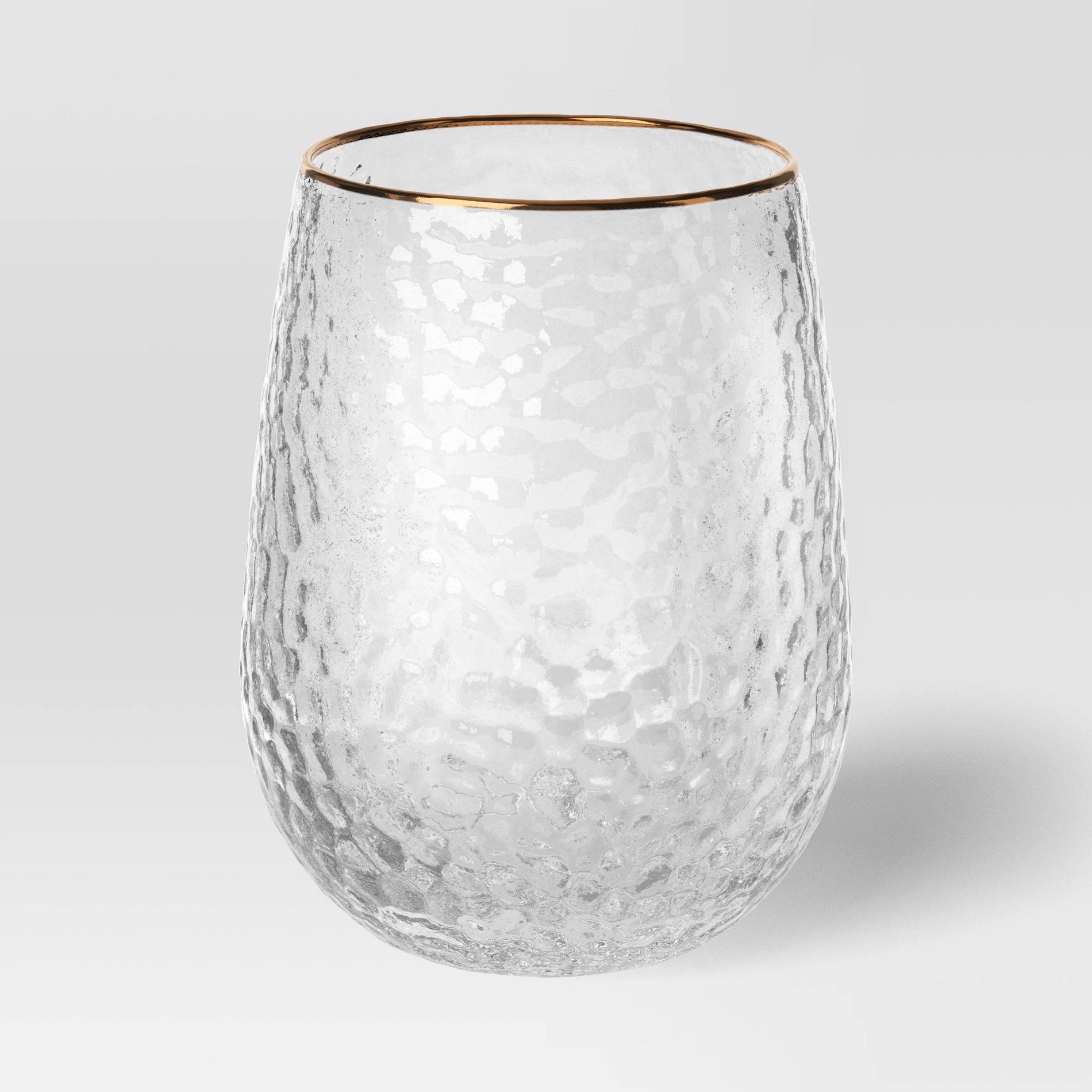 15.88oz Stemless Wine with Hammered and Gold Rim - Threshold™