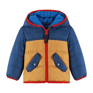 Andy & Evan Toddler  Navy Color Blocked Jacket w/Faux Shearling Lining. Blue, Size 18-24 Months. - 1 of 2