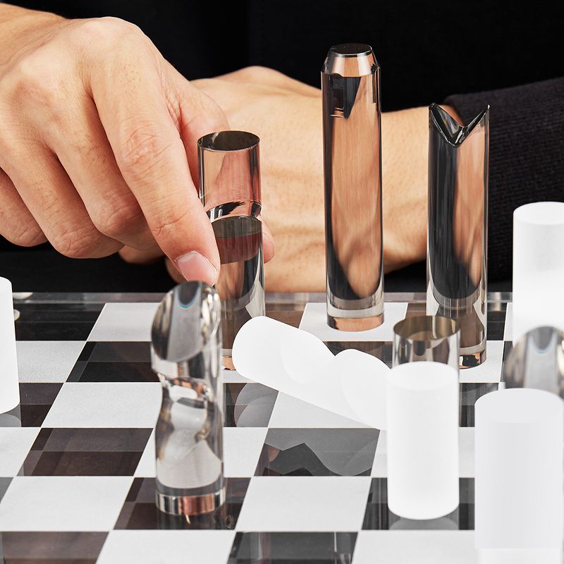 OnDisplay 3D Luxe Acrylic Smoke & Frost Luxury Laser-Cut Chess Set, 5 of 8