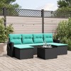 vidaXL 7 Piece Patio Sofa Set with Cushions Black Poly Rattan - Black With Table - 2 of 4
