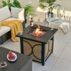 Tangkula 28 Inch Outdoor Square Fire Pit Table 50,000 BTU Propane Gas Fire Table w/ Fire Glasses & PVC Protective Cover - 3 of 4