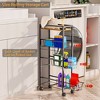 Slim Storage Cart 4 Tier Slim Rolling Storage Cart With Wheels & Wood Top Narrow Sliding Storage Laundry Cart With 3 Pull-Out Baskets KitchenBathroom - 3 of 4