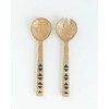 Slickblue Geometric Mango Wood Salad Servers, 12", Hand-Carved with Rattan, Modern Boho Style - 4 of 4