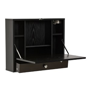 Wall Mounted Desk with Storage Shelves, Floating Desk with Foldable Tabletop, Space Saving Computer Writing Table for Home Office, 23.5 x 6 x 19.75 In - 1 of 4