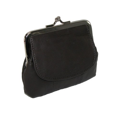 Leather Kiss Lock Coin Purse