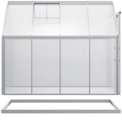 Silver Polycarbonate Walk-In Garden Greenhouse with Aluminum Frame