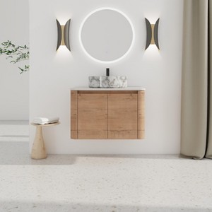 GDFStudio Ford Wall-Mounted Bathroom Vanity With Ceramic Round Sink - 1 of 4