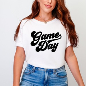 Game Day Retro Puff Print - Womens Garment Dyed Graphic T-Shirt - 1 of 4