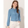 Allegra K Women's Office Solid Turn Down Collar Lace Trim Long Sleeve Button Down Shirt - 2 of 4