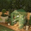 Portable Greenhouse with Thickened PE Cover & Roll-up Zipper Door - Walk-in Tunnels for Seedlings, Flowers, 4/12-Tier Shelves (Green, House/Dome) - 3 of 4