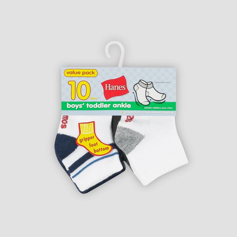Hanes Toddler Boys' 10pk Athletic Socks - Colors May Vary, 3 of 7
