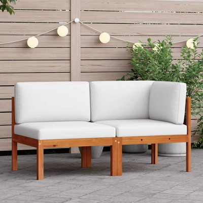 Garden Lounge Set Cream White, Black Solid Acacia Wood, Rope Medium vidaXL