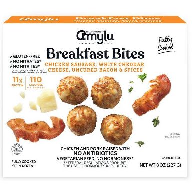 Amylu Foods White Cheddar and Bacon Chicken Sausage Breakfast Bites - 8oz