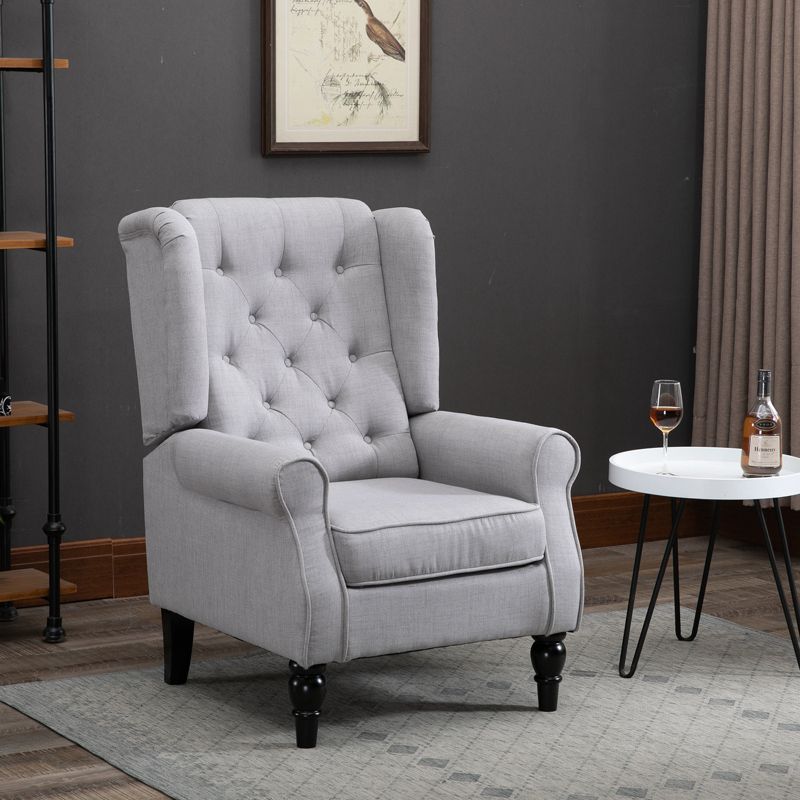 HOMCOM Button-Tufted Accent Chair with High Wingback, Rounded Cushioned Armrests and Thick Padded Seat, 2 of 11