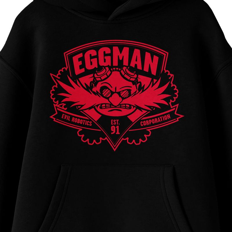 Sonic The Hedgehog Modern Dr. Eggman Long Sleeve Black Youth Hooded Sweatshirt, 2 of 4