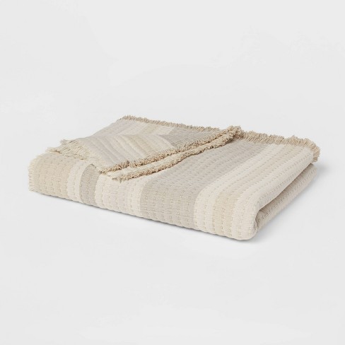 Cream and discount grey throw blanket