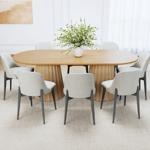 86 inch Double-base Oval Black Dining Table with 8 Dining chairs Suitable for Dining Room / Living Room - 1 of 4