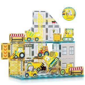 PICASSO-TILES 45 PC Construction Themed, Magnetic Tiles, Magnetic Building Blocks for Kids, Magnet for Kids 3+ - 1 of 4
