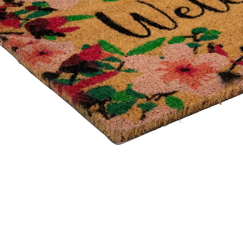 Northlight Natural Coir Blossoming Floral Outdoor Rectangular "Welcome" Doormat 18" x 30", 5 of 6