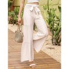 WhizMax Women's Wide Leg High Waist Pants Smocked Elastic Waist Loose Flowy Pant With Belt - 2 of 4