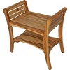 24" Symmetry ED930 Wide Teak Shower Bench with Handles - EcoDecors: Rectangle Teakwood Bathroom Stool, 250lb Capacity - 2 of 4