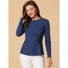 Allegra K Women's Comfort Round Neck Twist Front Long Sleeve Blouse Basic Top - 2 of 4