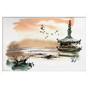 Trends International China Landscape with Pagoda Framed Wall Poster Prints - 1 of 4