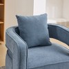 29.1" Linen Blend Swivel Open Back Accent Chair with Solid Wood Base - 4 of 4