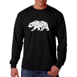 LA Pop Art Men's Word Art Long Sleeve T-shirt - California Bear - 1 of 4