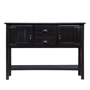 ACEPANO 48 in. W Solid Wood Console Table with 2 Drawers, Cabinets & Bottom Shelf for Living Room & Kitchen-Espresso - 1 of 4