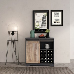 Farmhouse Kitchen Cabinets With Sliding Barn Door, Bar Cabinet with Warp-Resistant Premium Particle Board, Coffee Bar Cabinet-Cuddlewood - 1 of 4