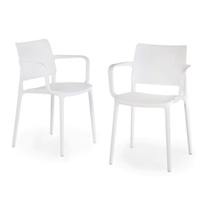WRGHOME Garden Modern Outdoor/Indoor Plastic Resin Stacking Patio Dining Chairs (Set of 2) - 1 of 4