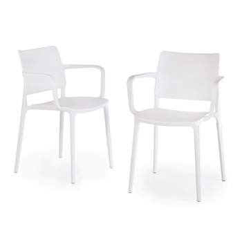 WRGHOME Garden Modern Outdoor/Indoor Plastic Resin Stacking Patio Dining Chairs (Set of 2)