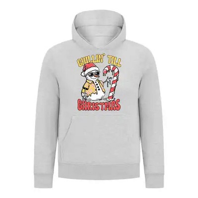 Everyday Kids Christmas Collection Chillin’ Till Christmas Boys Pullover Hoodie – Holiday Sweatshirt - Heather Gray