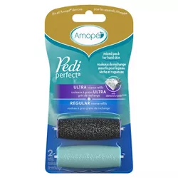 Amope Pedi Perfect Electronic Foot File Extra Coarse & Soft Touch Rollers/Refills with Diamond Crystals - 2ct