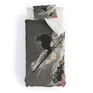 Deny Designs Twin/ Twin Extra Long Sarah Eisenlohr Spring Skiing Duvet Cover and Pillow Sham Black - 1 of 4