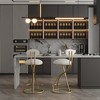 Skran Round Bar Stool Armless Velvet Barstools with Back Set of 2 Upholstered Counter Chair for Dining Room, Kitchen Island (Gold & Creamy White) - 2 of 4