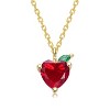 Guili 14K Gold Plated Necklace with Colored Cubic Zirconia Heart and Leaf Charms for a Sparkling, Playful Look - 2 of 2