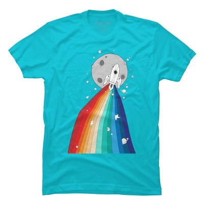 Adult Design By Humans Rainbow Pride Rocket to the Moon By noeldelmar T-Shirt