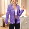 Anna-Kaci Women's Long Sleeve Open Front Sequin Jacket with Satin Trim - 2 of 4