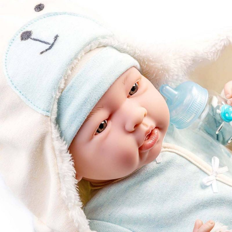 JC Toys Soft Body La Newborn 15.5&#34; baby doll - Blue Bear Bunting Gift Set, 5 of 8
