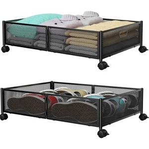 Under Bed Storage with Wheels, Tool-Free Assembly Metal Roll-Out Drawers for Shoes, Clothes & Blankets, Space-Saving Organizer - 1 of 4