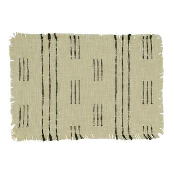 Saro Lifestyle Table Placemats with Dash Line Design (Set of 4), Ivory