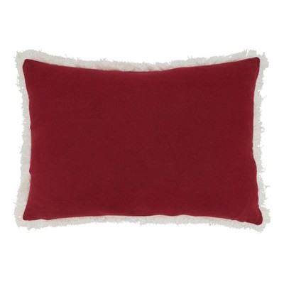 Holiday Charm Red Christmas Trees Fringed Throw Pillow