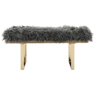 Maia Faux Lamb Bench - White - Safavieh