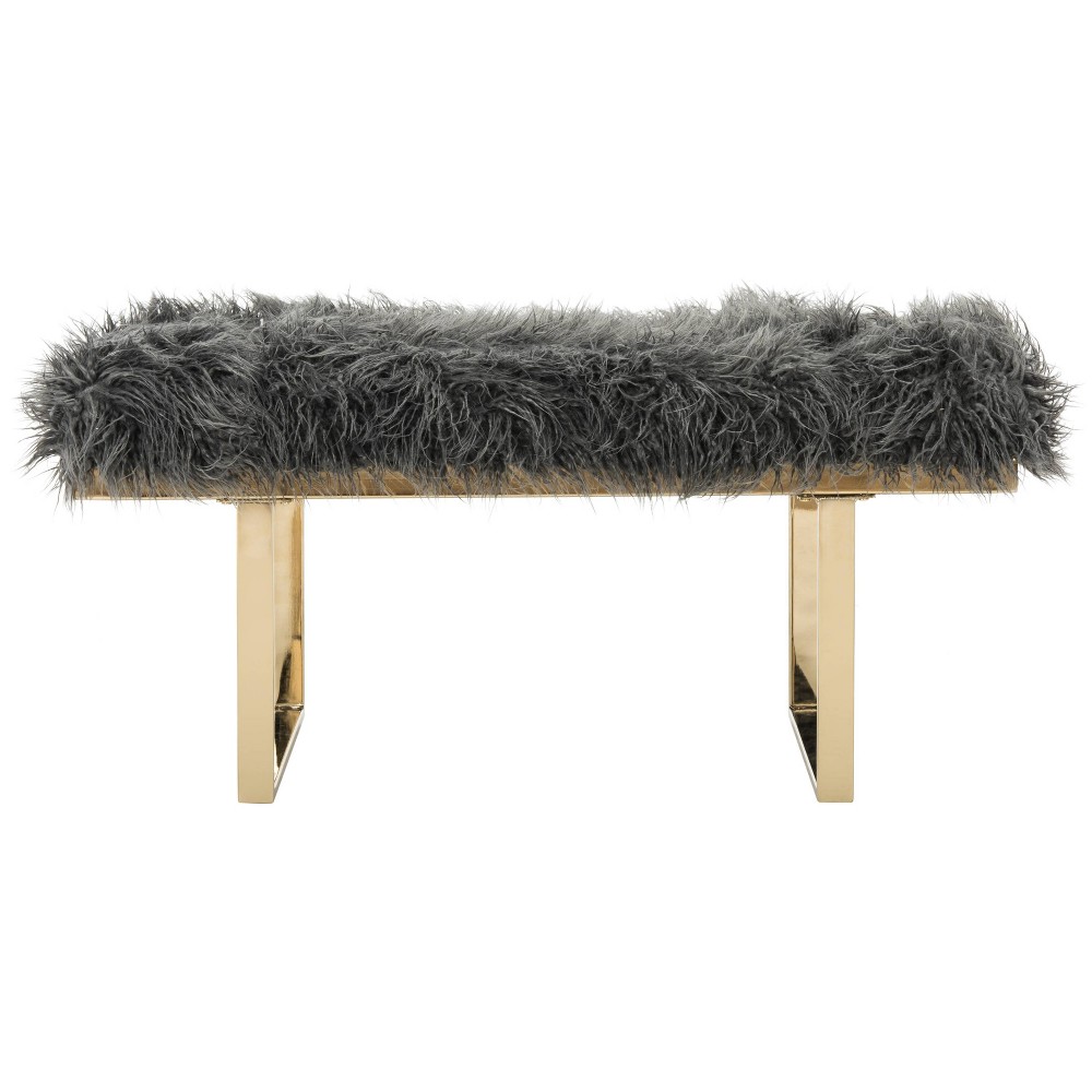 Maia Faux Lamb Bench White Safavieh For Sale