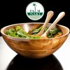 Palm Naki Premium Acacia Wood Salad Bowl and Servers Set - 3 Piece, Elegant Design - 4 of 4