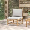 vidaXL Resistant Bamboo Patio Middle Sofa with Light Gray Cushions - Modular Design for Personalized Outdoor Lounge Configurations - 2 of 4
