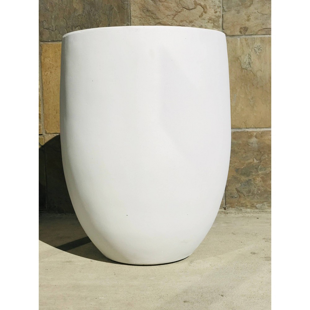 21.7" Lightweight Concrete Outdoor Bowl Planter Pure White - Rosemead Home & Garden, Inc.