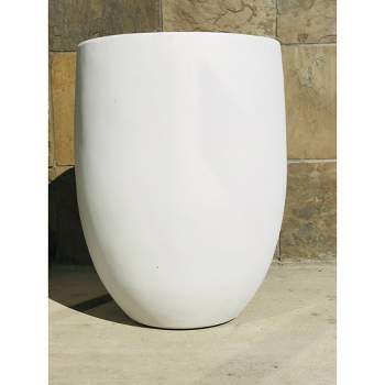 Rosemead Home & Garden, Inc. - 17" Wide Lightweight Concrete Outdoor Bowl Decorative Planter Pure White